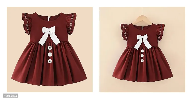 Fabulous Cotton Maroon Solid Frocks For Girls Pack of 2-thumb0