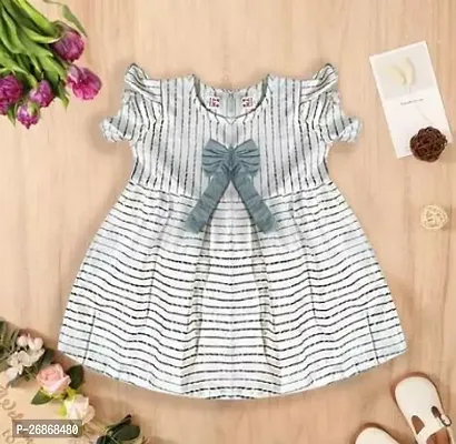 Fabulous Cotton Off White Striped Frocks For Girls