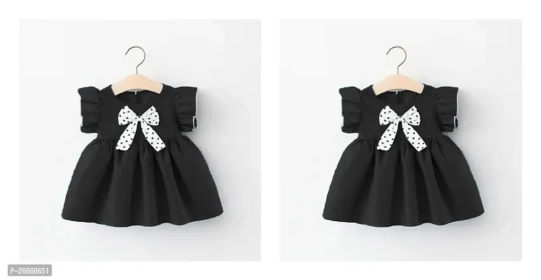 Fabulous Cotton Black Solid Frocks For Girls Pack of 2
