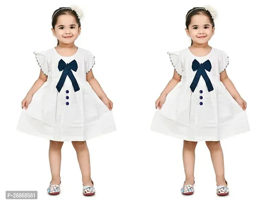 Fabulous Cotton White Solid Frocks For Girls Pack of 2