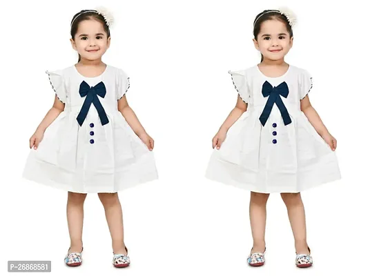 Fabulous Cotton White Solid Frocks For Girls Pack of 2-thumb0