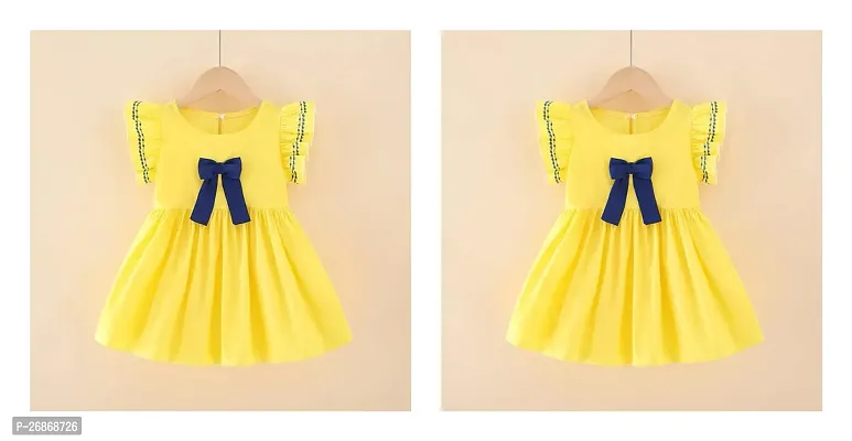 Fabulous Cotton Yellow Solid Frocks For Girls Pack of 2