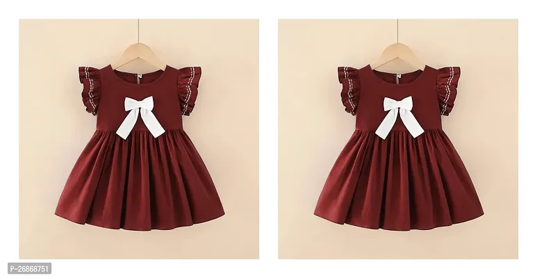Fabulous Cotton Maroon Solid Frocks For Girls Pack of 2