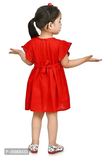 Fabulous Cotton Red Solid Frocks For Girls-thumb2