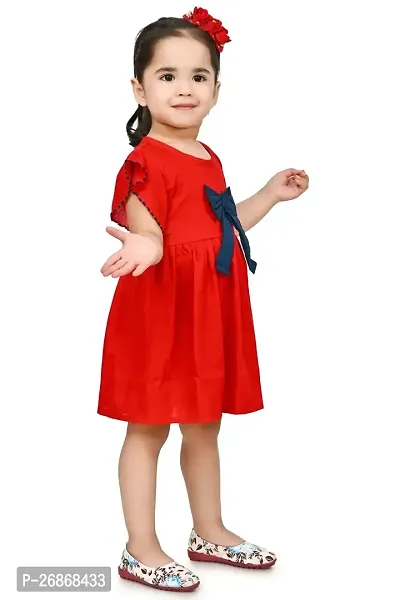 Fabulous Cotton Red Solid Frocks For Girls-thumb5