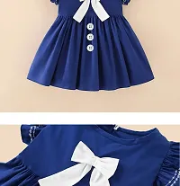 Fabulous Cotton Navy Blue Solid Frocks For Girls-thumb1