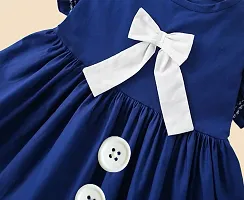 Fabulous Cotton Navy Blue Solid Frocks For Girls-thumb3