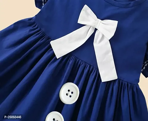 Fabulous Cotton Navy Blue Solid Frocks For Girls-thumb4