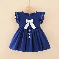 Fabulous Cotton Navy Blue Solid Frocks For Girls-thumb4