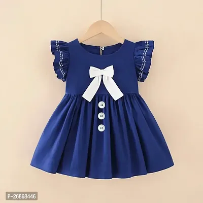 Fabulous Cotton Navy Blue Solid Frocks For Girls-thumb5