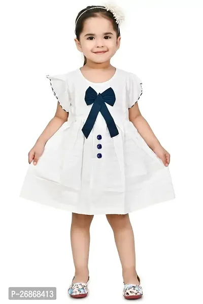 Fabulous Cotton White Solid Frocks For Girls-thumb0