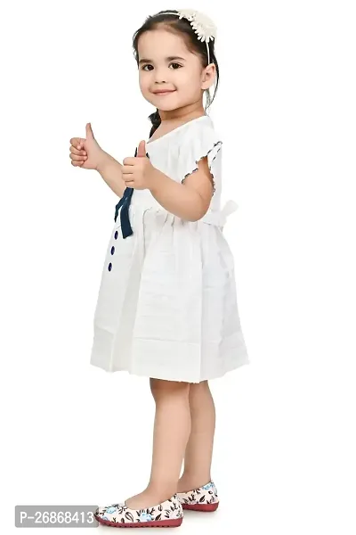 Fabulous Cotton White Solid Frocks For Girls-thumb5