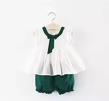 Stylish Green Cotton Blend Dress For Girl-thumb1