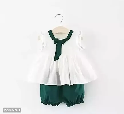 Stylish Green Cotton Blend Dress For Girl-thumb2