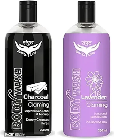 Natural Beauty Health Care Charcoal Claming  Laveender Claming Deeply Cleanses Body Wash Combo (Pack Of 2)-thumb0