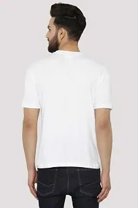 Amrix Printed Typography Men Round Neck White TShirt-thumb1