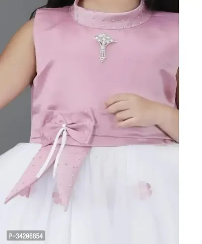 Fabulous Pink Net Printed A-Line Dress For Girls-thumb2