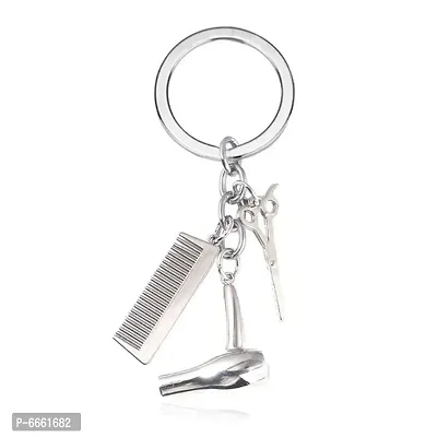 Virom Hairdresser Hair Dryer,Scissor,Comb Charm Pendant Keychain Keyring,Perfect for Salon Owner,or Hair Stylist Gift Creative Accessories