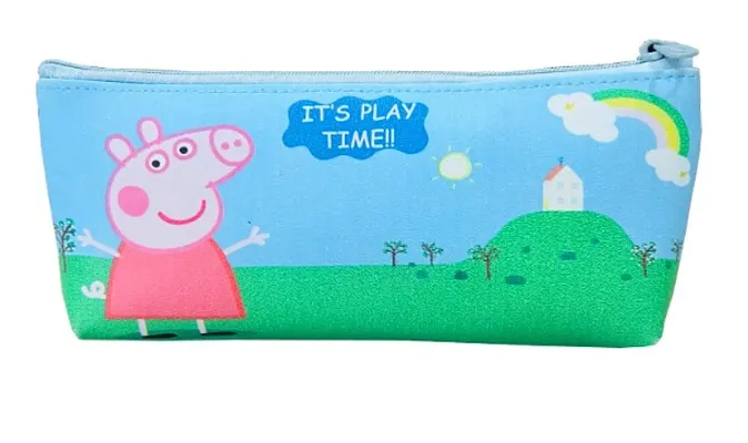 Peppa Pig 1pcs Pencil Pocuh for Kids Stylish Zipper Closer Pouch Waterproof Soft Fabric School Stationery Pencil Case for Kids Return Gift Set Travel Pouch Cosmetic Pouch for Girls