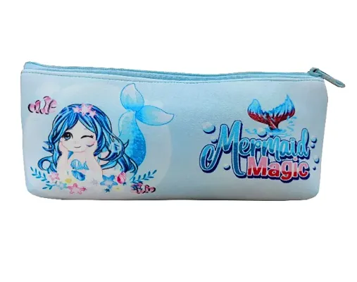 Mermaid 1pcs Pencil Pocuh for Kids Stylish Zipper Closer Pouch Waterproof Soft Fabric School Stationery Pencil Case for Kids Return Gift Set Travel Pouch Cosmetic Pouch for Girls