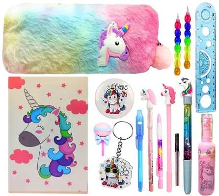 Kobbetreg; Unicorn Stationery Set for Girls Unicorn Return Gifts for Birthday Parties for Kids Girl Stationery Set for Kids Return Gift Stationery Items for Girls Pencil Box with All Stationary WHITE