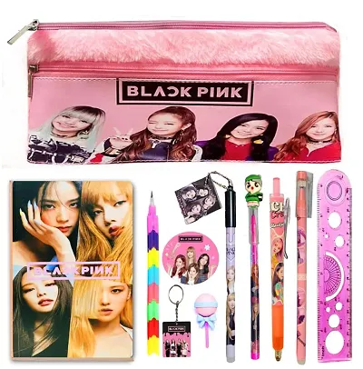 Kobbetreg; 11pcs Black Pink Stati Black Pink All Pen Pencils Black Pink Return Gift 2 pocket