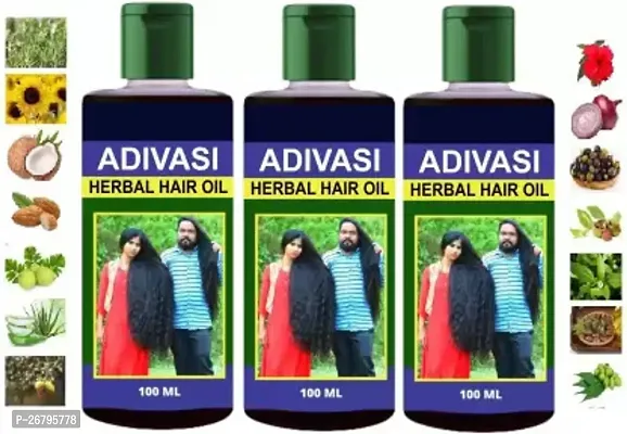 Adivasi Herbal Premium Quality Hair Oil For Hair Regrowth(100 Ml) Hair Oil(300 Ml) Pack of 3-thumb0