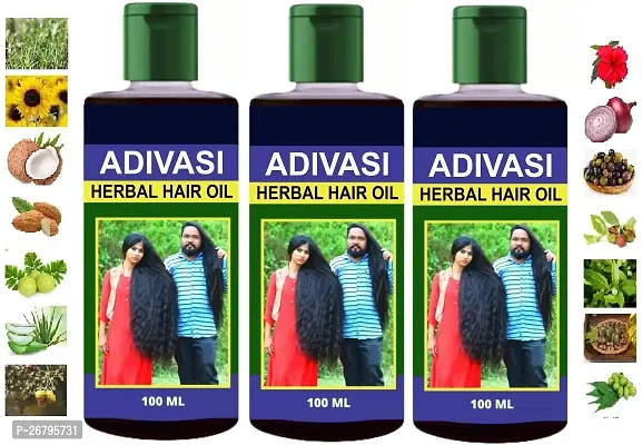 Adivasi Medicine All Type Of Hair Problem Herbal Growth Hair Oil 300 Ml Hair Oil(300 Ml) Pack of 3