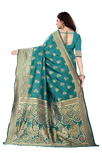 Mahakay Women's Jacqaurd Silk Blend Lightweight Casual wear Kanjivaram Saree With Unstitched Blouse Piece (A-S-1020146_SkyBlue)-thumb2