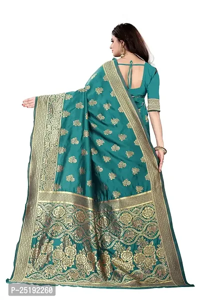 Mahakay Women's Jacqaurd Silk Blend Lightweight Casual wear Kanjivaram Saree With Unstitched Blouse Piece (A-S-1020146_SkyBlue)-thumb3