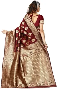 Mahakay Women's Jacqaurd Silk Blend Lightweight Casual wear Kanjivaram Saree With Unstitched Blouse Piece (A-S-1020127_Brown)-thumb1