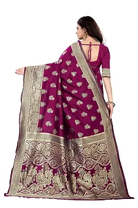 Mahakay Women's Jacqaurd Silk Blend Lightweight Casual wear Kanjivaram Saree With Unstitched Blouse Piece (A-S-1020147_Wine)-thumb1