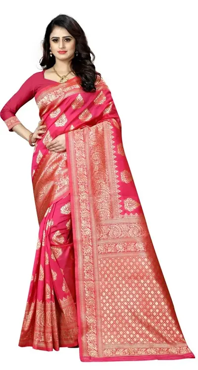 Mahakay Women's Jacqaurd Silk Blend Lightweight Casual wear Kanjivaram Saree With Unstitched Blouse Piece (A-S-1020195)