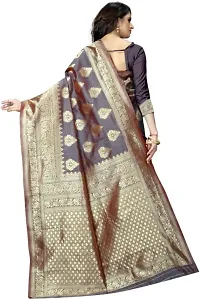 Mahakay Women's Jacqaurd Silk Blend Lightweight Casual wear Kanjivaram Saree With Unstitched Blouse Piece (A-S-1020128_Grey)-thumb2