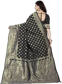 Mahakay Women's Jacqaurd Silk Blend Lightweight Casual wear Kanjivaram Saree With Unstitched Blouse Piece (A-S-1020162_Black)-thumb1