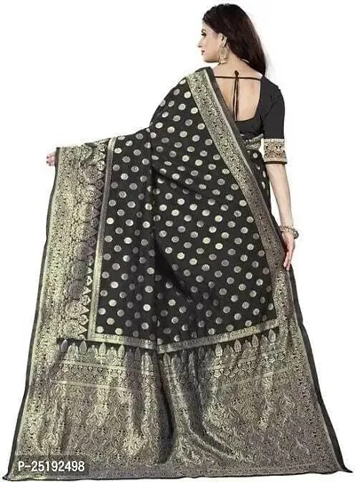 Mahakay Women's Jacqaurd Silk Blend Lightweight Casual wear Kanjivaram Saree With Unstitched Blouse Piece (A-S-1020162_Black)-thumb2