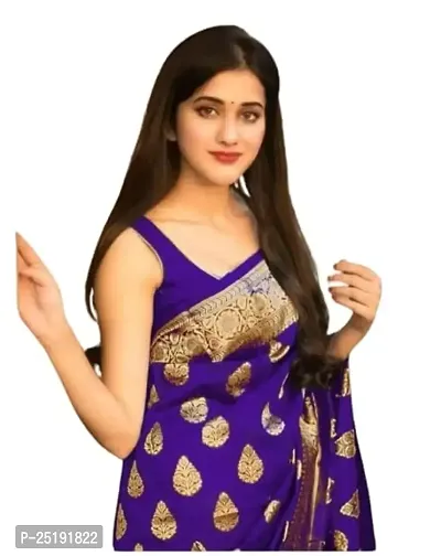 Mahakay Women's Pure Kanjivaram Silk Saree for Wedding with Blouse Piece,Wedding Banarasi Style Saree (Purple)-thumb0