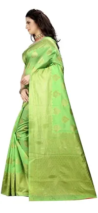 Mahakay Women's Jacqaurd Silk Blend Lightweight Casual wear Kanjivaram Saree With Unstitched Blouse Piece (A-S-1020195) (PISTA)-thumb4