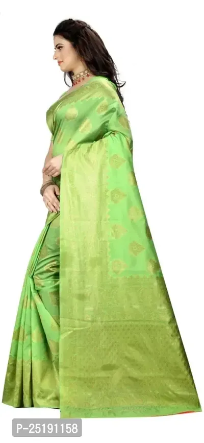 Mahakay Women's Jacqaurd Silk Blend Lightweight Casual wear Kanjivaram Saree With Unstitched Blouse Piece (A-S-1020195) (PISTA)-thumb5