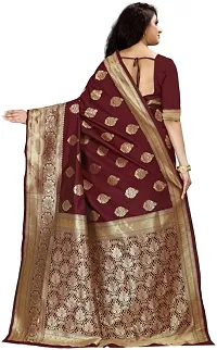 Mahakay Women's Jacqaurd Silk Blend Lightweight Casual wear Kanjivaram Saree With Unstitched Blouse Piece (A-S-1020177_Brown)-thumb1