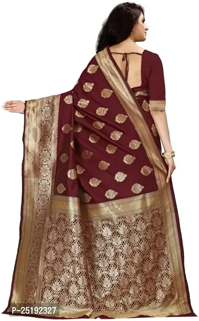 Mahakay Women's Jacqaurd Silk Blend Lightweight Casual wear Kanjivaram Saree With Unstitched Blouse Piece (A-S-1020177_Brown)-thumb2