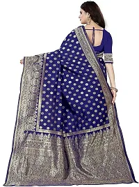 Mahakay Women's Jacqaurd Silk Blend Lightweight Casual wear Kanjivaram Saree With Unstitched Blouse Piece (A-S-1020164_NavyBlue)-thumb1