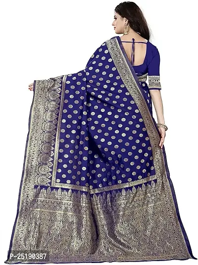 Mahakay Women's Jacqaurd Silk Blend Lightweight Casual wear Kanjivaram Saree With Unstitched Blouse Piece (A-S-1020164_NavyBlue)-thumb2