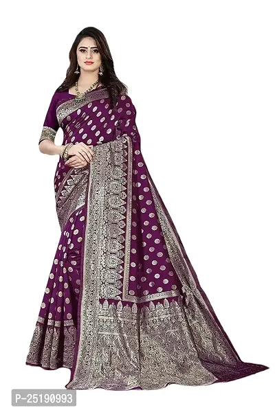 Mahakay Women's Jacqaurd Silk Blend Lightweight Casual wear Kanjivaram Saree With Unstitched Blouse Piece (A-S-1020165_Wine)