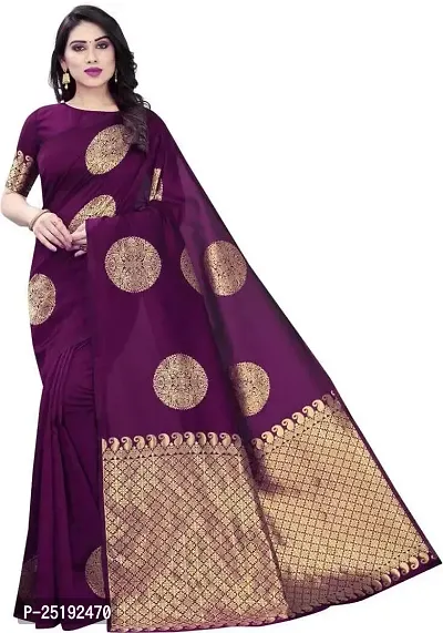 Mahakay Women's Jacqaurd Silk Blend Lightweight Casual wear Kanjivaram Saree With Unstitched Blouse Piece (A-S-1020174_Wine)-thumb0