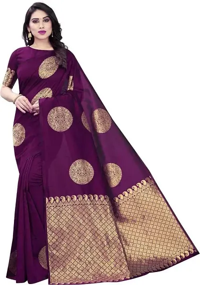 Mahakay Women's Jacqaurd Silk Blend Lightweight Casual wear Kanjivaram Saree With Unstitched Blouse Piece (A-S-1020174_Wine)