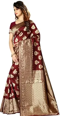 Mahakay Women's Jacqaurd Silk Blend Lightweight Casual wear Kanjivaram Saree With Unstitched Blouse Piece (A-S-1020127_Brown)-thumb2