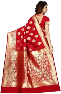 Mahakay Women's Jacqaurd Silk Blend Lightweight Casual wear Kanjivaram Saree With Unstitched Blouse Piece (A-S-1020180_Red)-thumb2