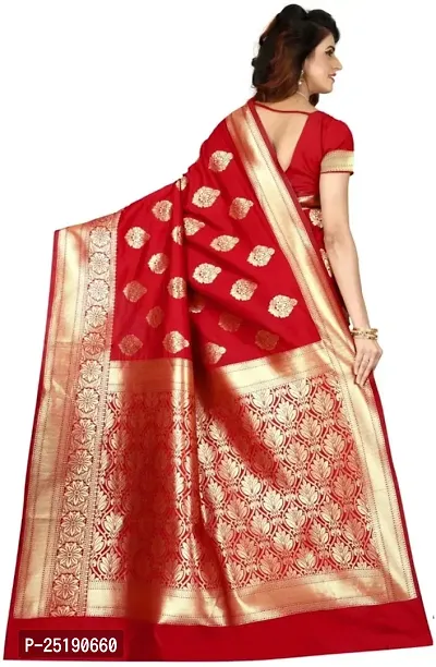 Mahakay Women's Jacqaurd Silk Blend Lightweight Casual wear Kanjivaram Saree With Unstitched Blouse Piece (A-S-1020180_Red)-thumb3