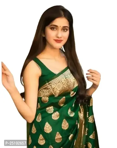 Mahakay Women's Pure Kanjivaram Silk Saree for Wedding with Blouse Piece,Wedding Banarasi Style Saree (Green)